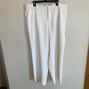 Lands Ends High Rise Wide Leg Dress Pants Pleated Ivory Size 20W Trouser